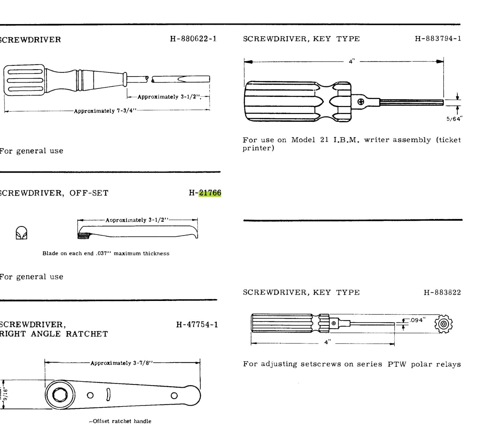 Vtg  H-21766  21766 Offset Screwdriver ~ Telephone Repair Tool Bell System 4