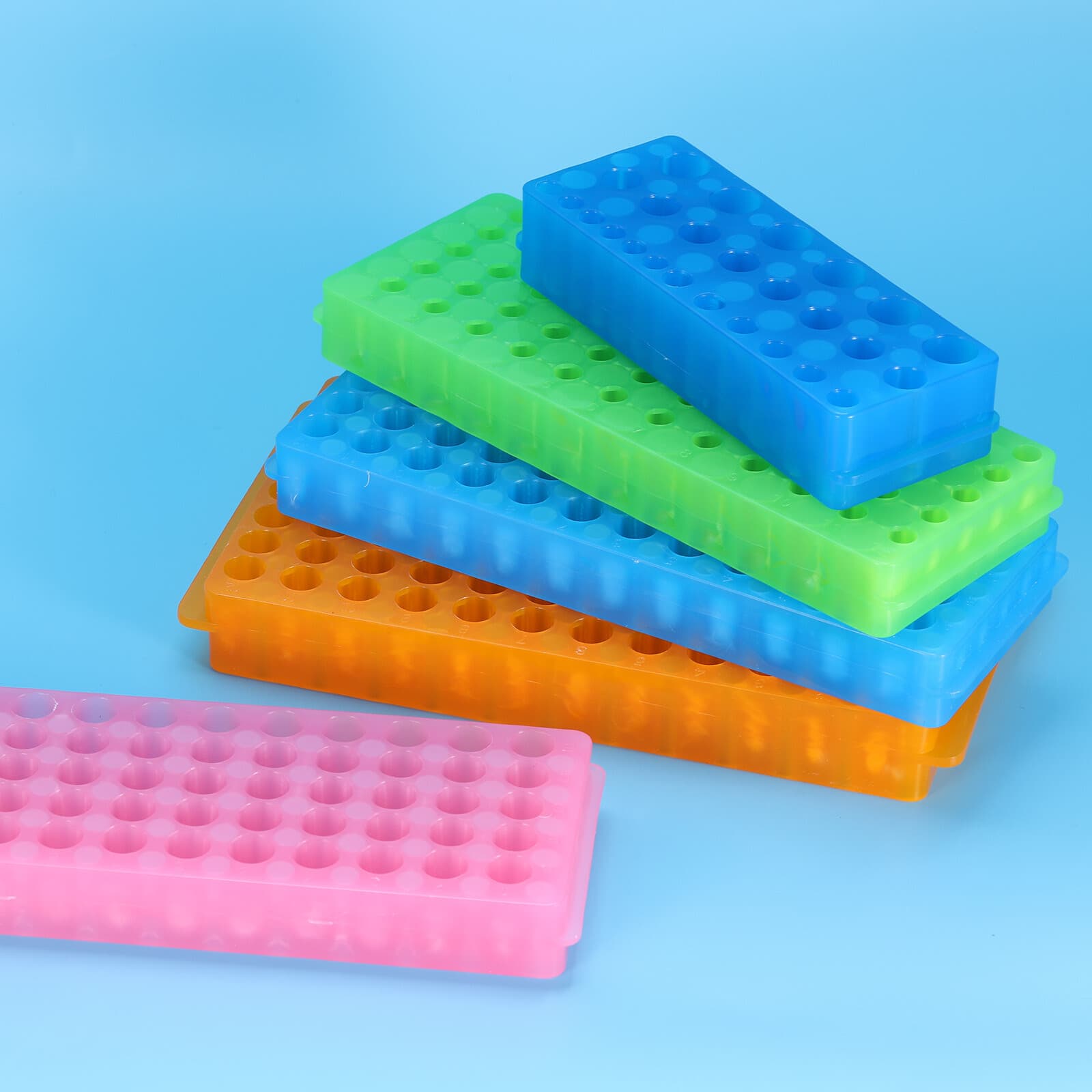 60 Wells Tube Rack, 4 Pcs Vial Rack for Tubes 0.2/0.5/1.5/2ml, Pink 5