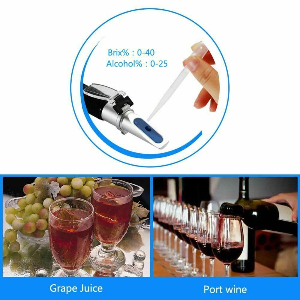 0~40% Brix 0~25% Alcohol Wine Refractometer Sugar Wine Concentration Meter Tool 6