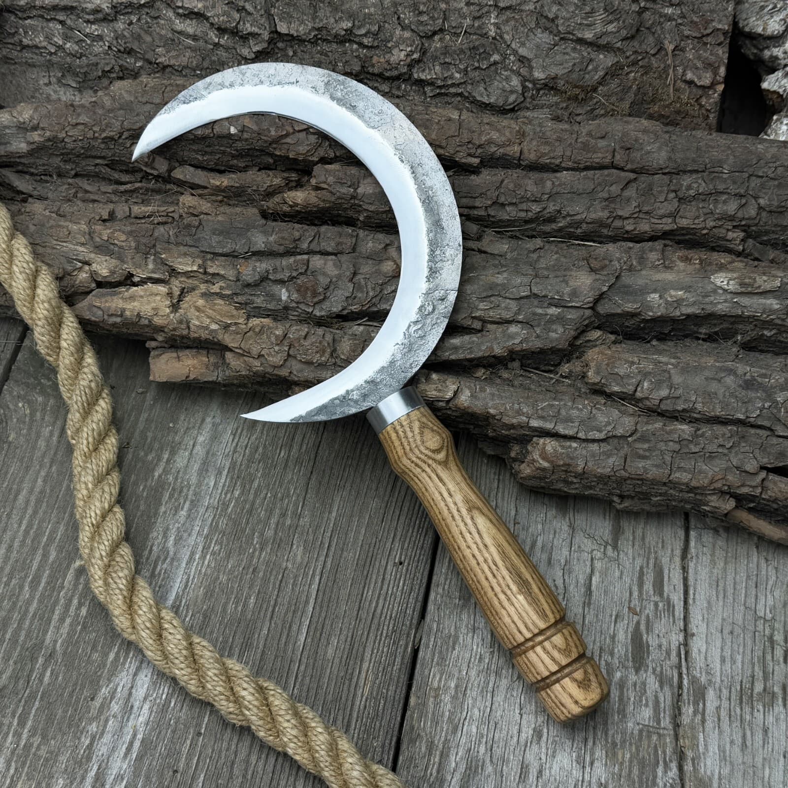 Crescent Moon Sickle for Gardening - Hand Forged Sickle for Harvesting. 4