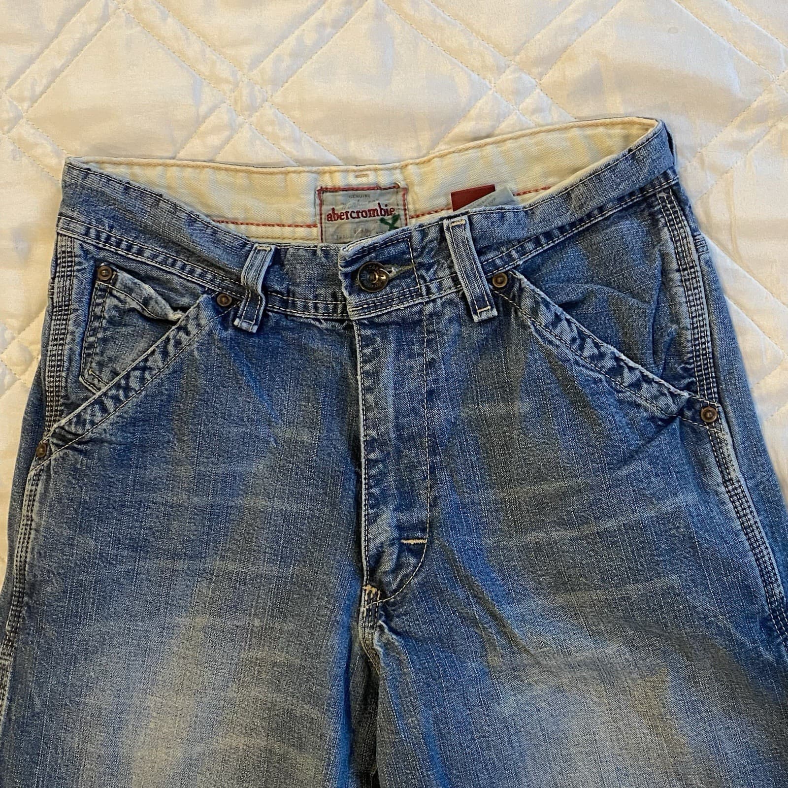 Vintage Abercrombie & Fitch Youth Baggy Wide Leg Skater Denim Jeans 12 Y2K 90’s 5