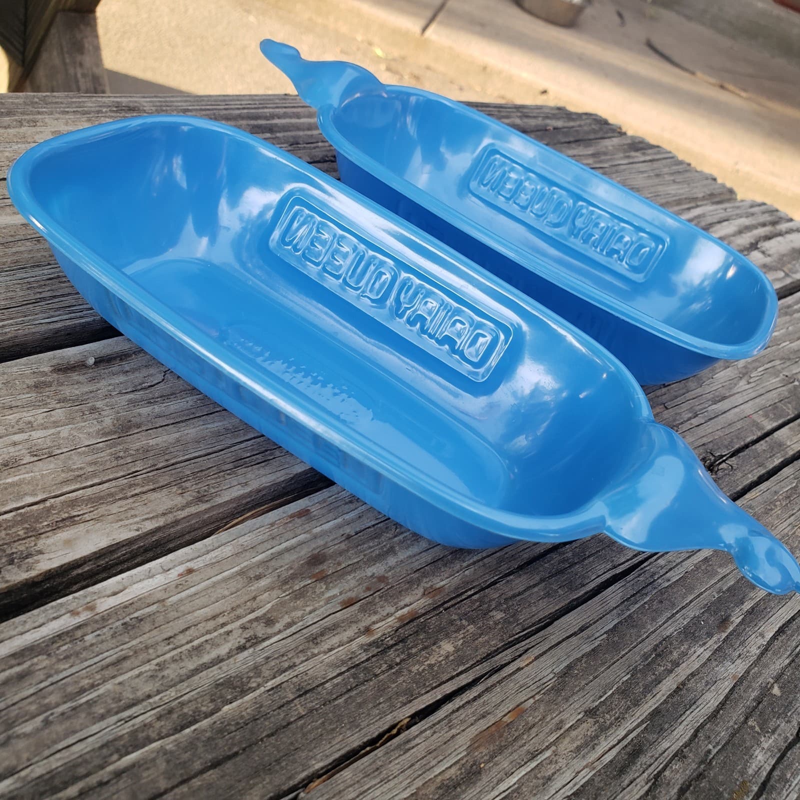 Vintage Pair 2 Dairy Queen Plastic Ice Cream Trays Sundae Boats Banana Splits 5