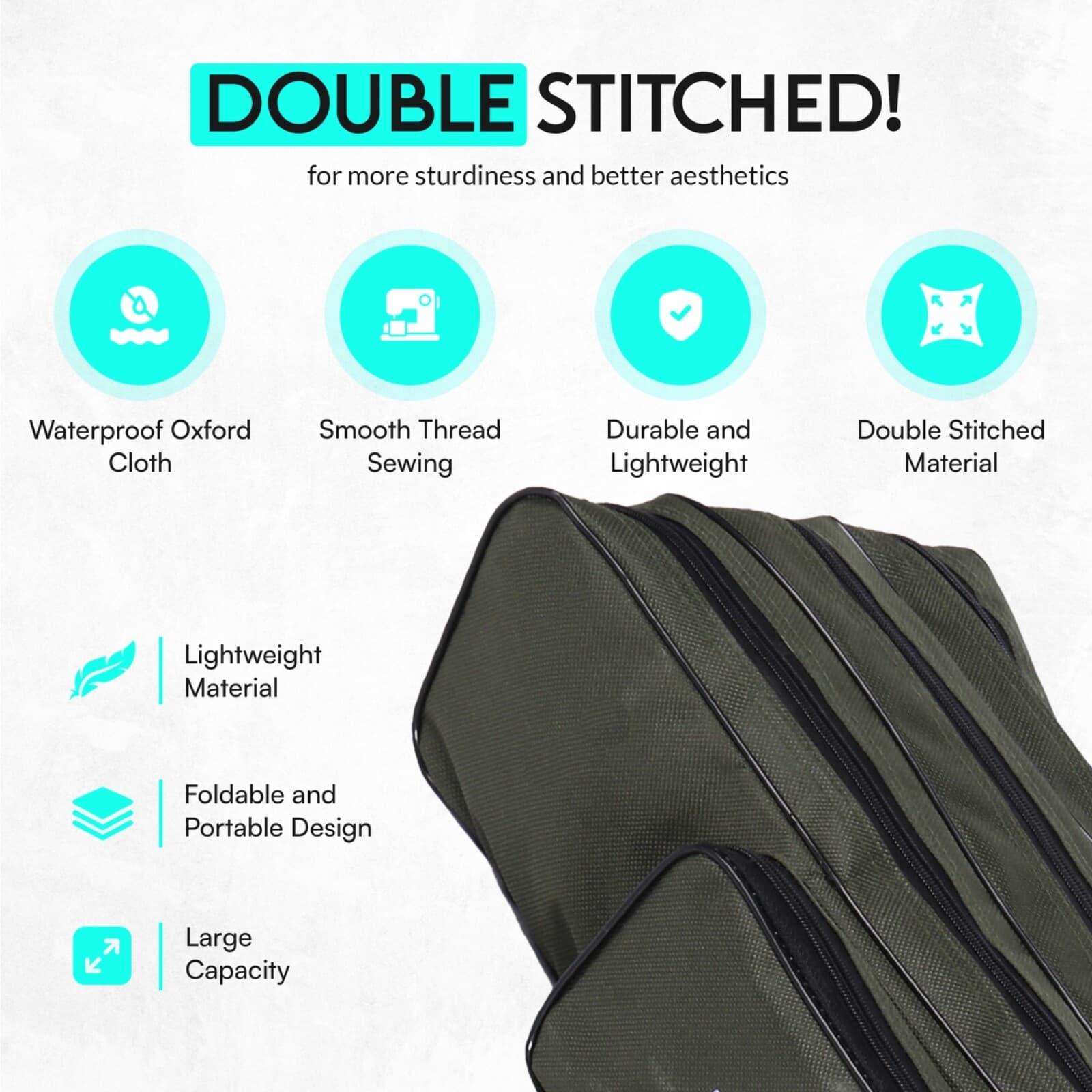 Fishing Rod Case - 3 Layers Fishing Pole Bag Portable Carry Storage Case 130cm 3