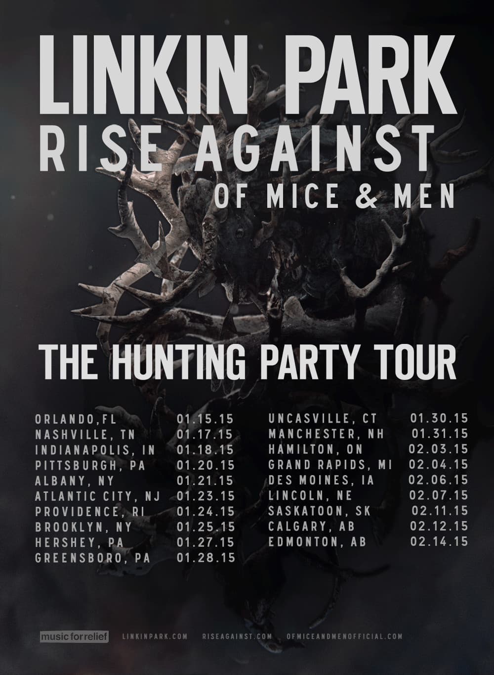 LINKIN PARK "HUNTING PARTY TOUR" 2015 USA CONCERT POSTER - Alt / Rap Rock Music