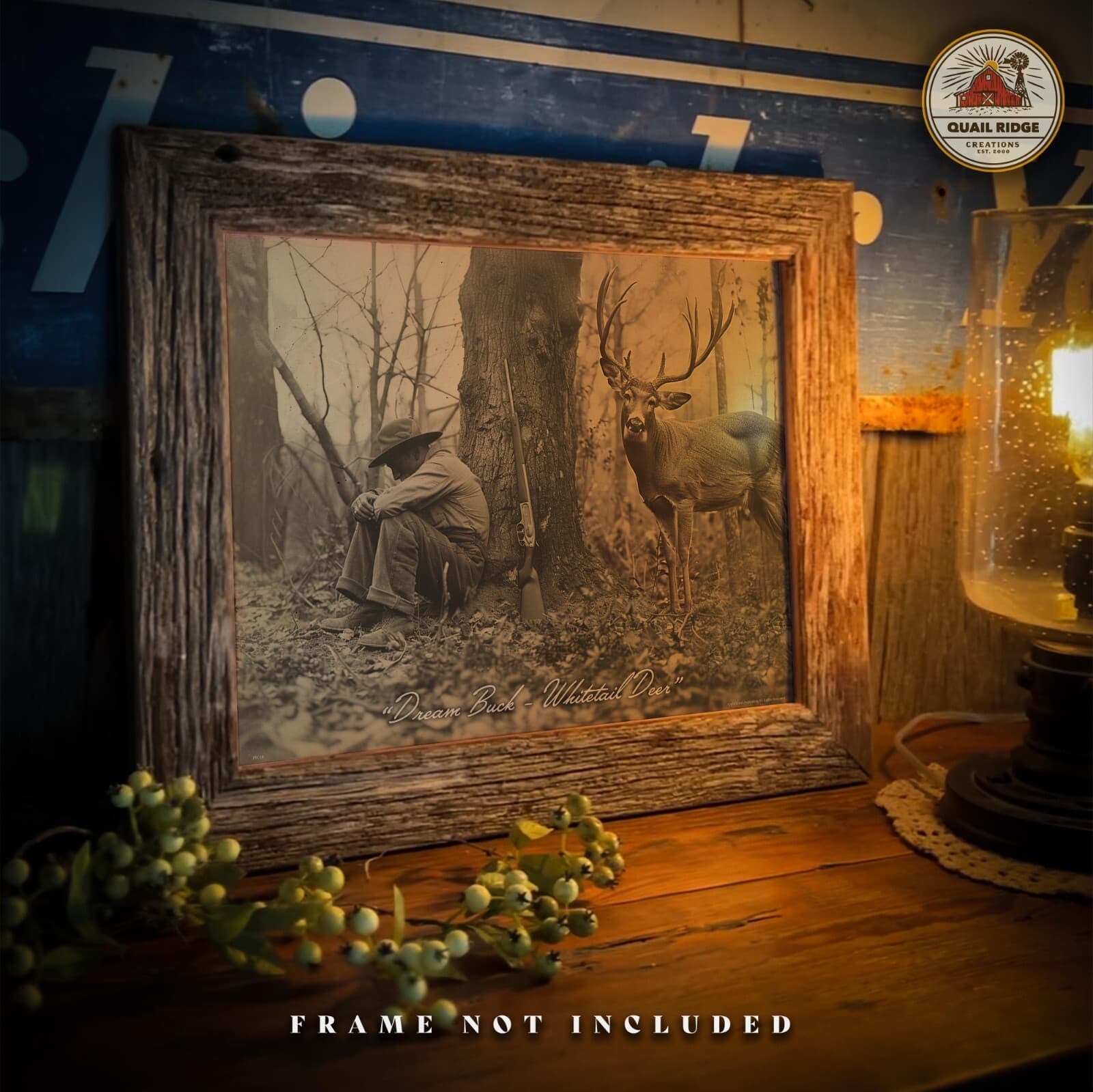 Dream Buck Whitetail Deer Art Print Bow Hunting Fishing Cabin Wall Decor Gift 5