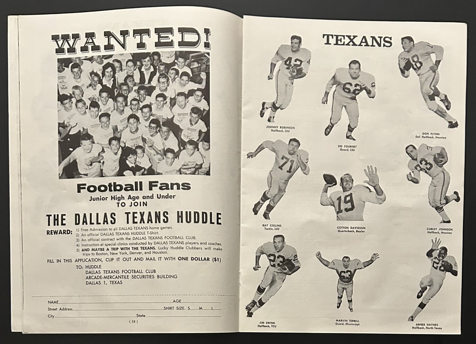 1960 Dallas Texans vs Oakland Raiders Program-1st Year AFL Cotton Davidson 5
