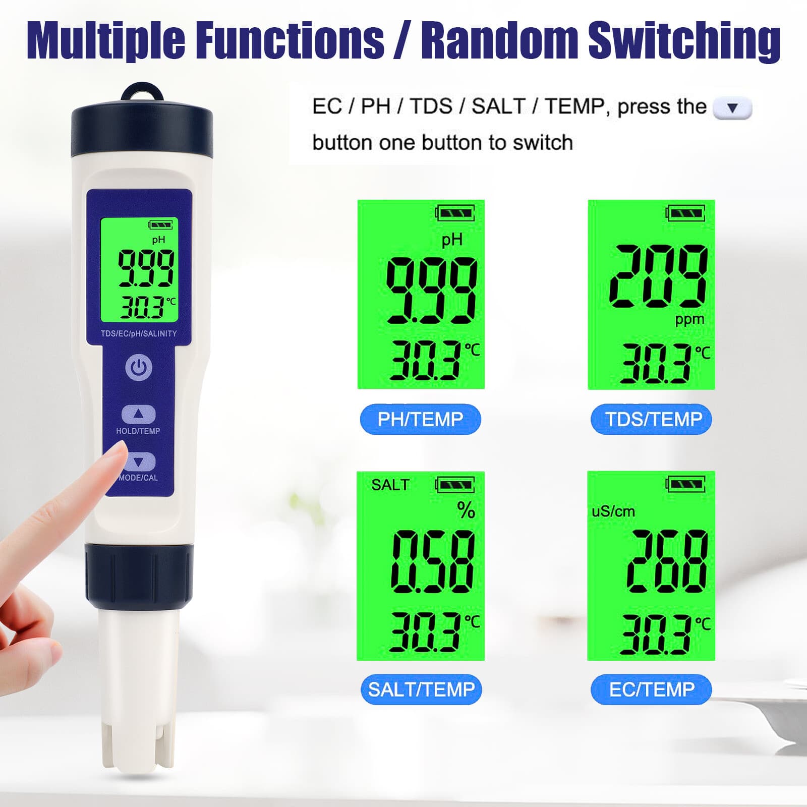 5 In 1 Digital Water Quality Meter Tester Tool PH/TDS/EC/Salinity/Temperature 3