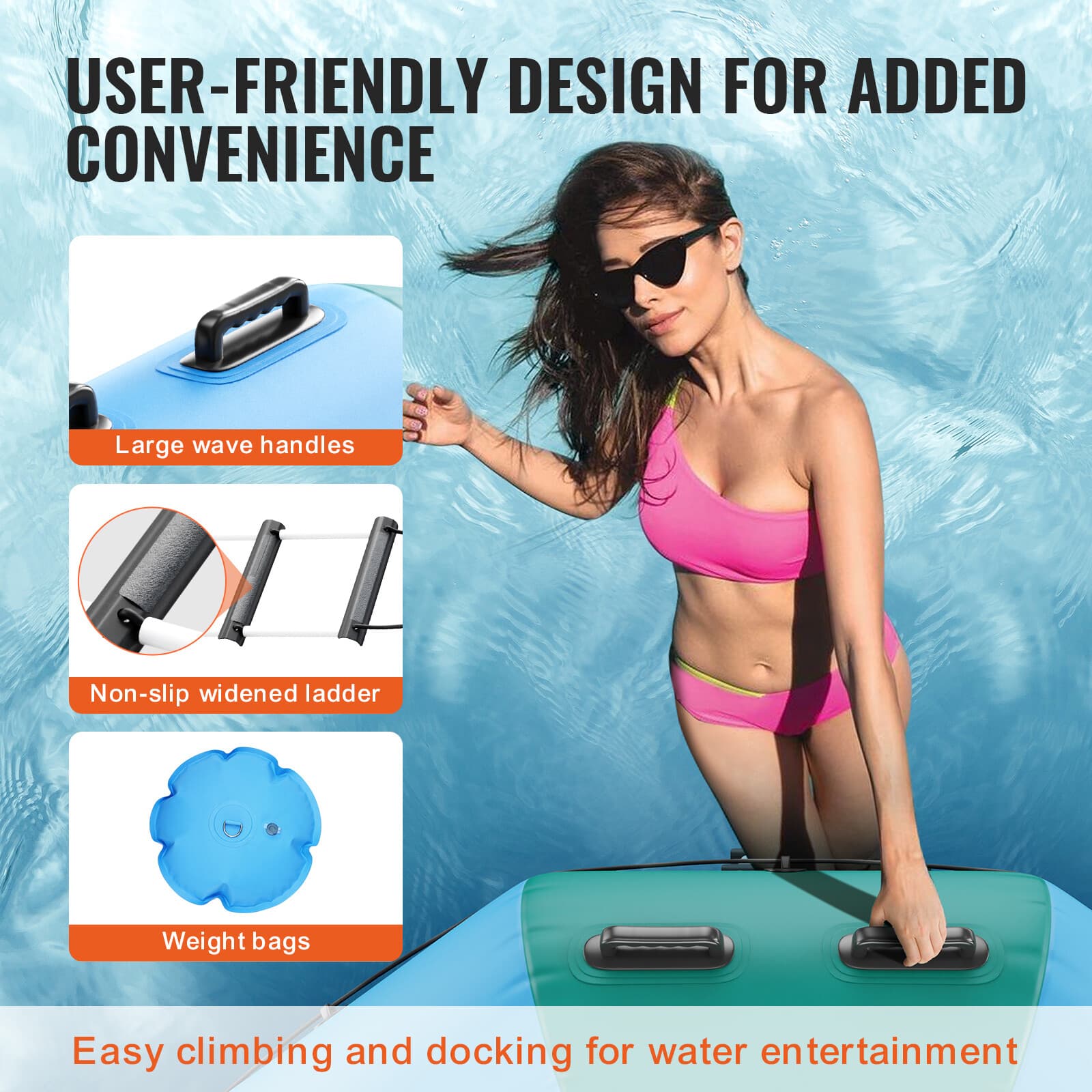 15ft Inflatable Water Trampoline Swim Platform Bounce for Pool Lake Toy 5