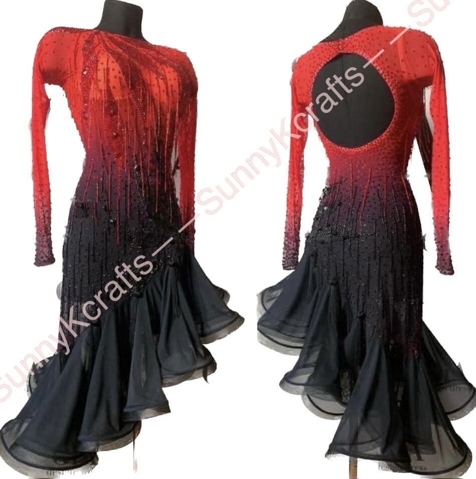 jz Handmade Women Samba Ballroom Swing Salsa Rumba Latin Dance Dress RHYTHM 2