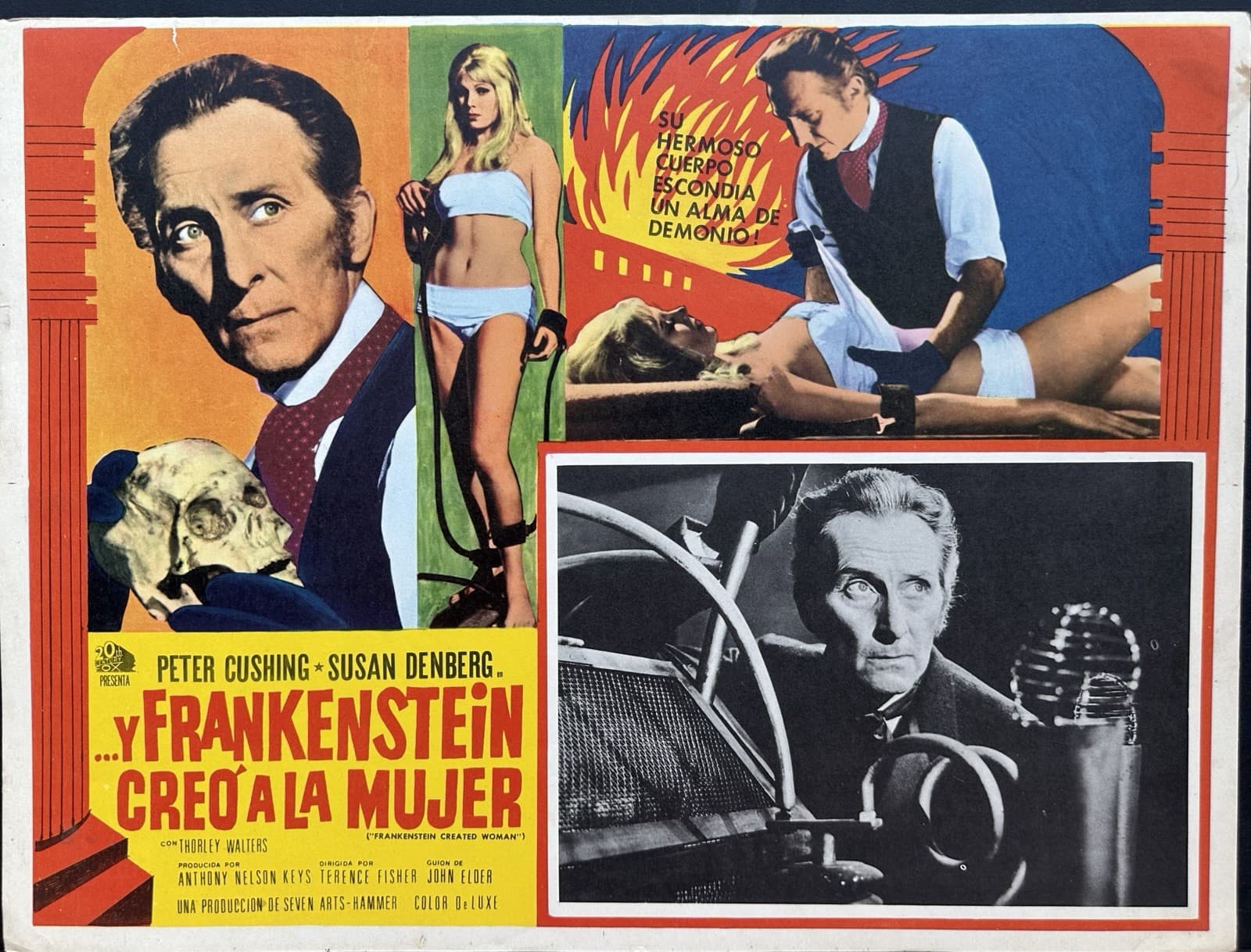 FRANKENSTEIN CREATED WOMAN HAMMER PETER CUSHING MEXICAN LOBBY CARD 1967