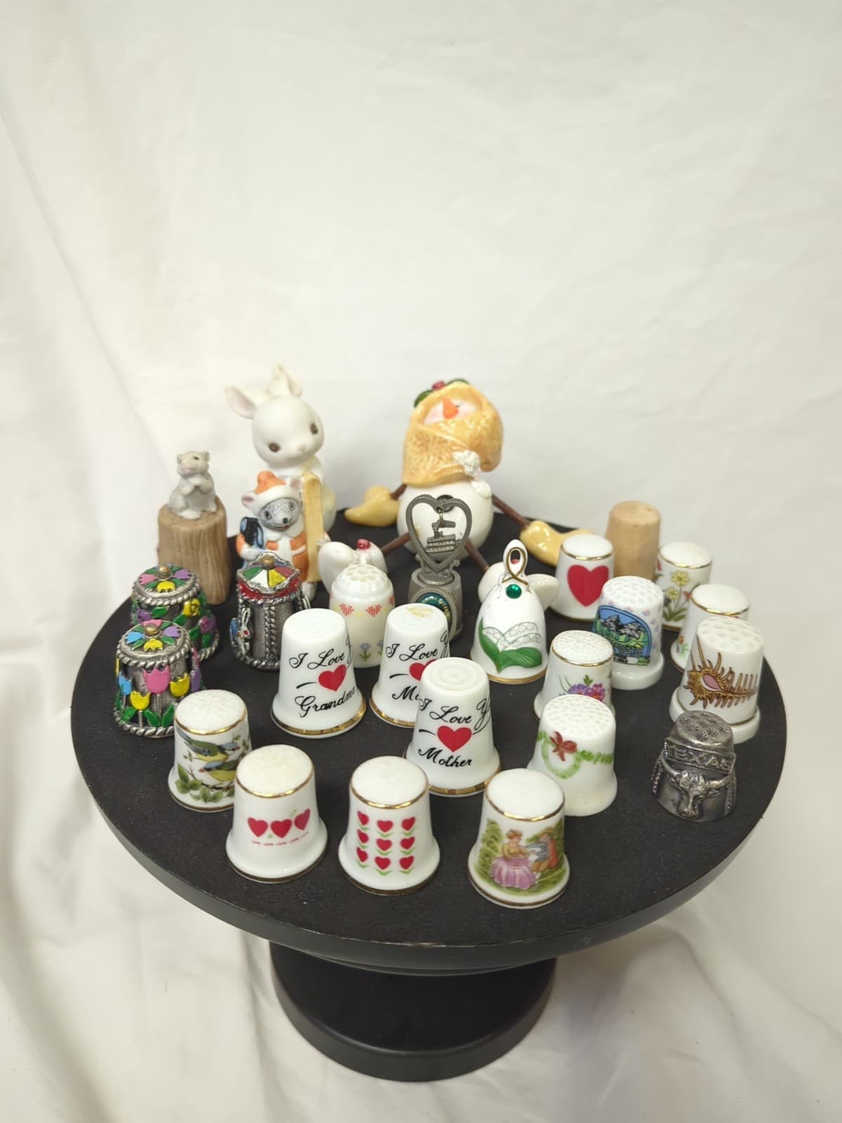 Lot Of Miniatures And Thimbles Metal Ceramic And One Wood