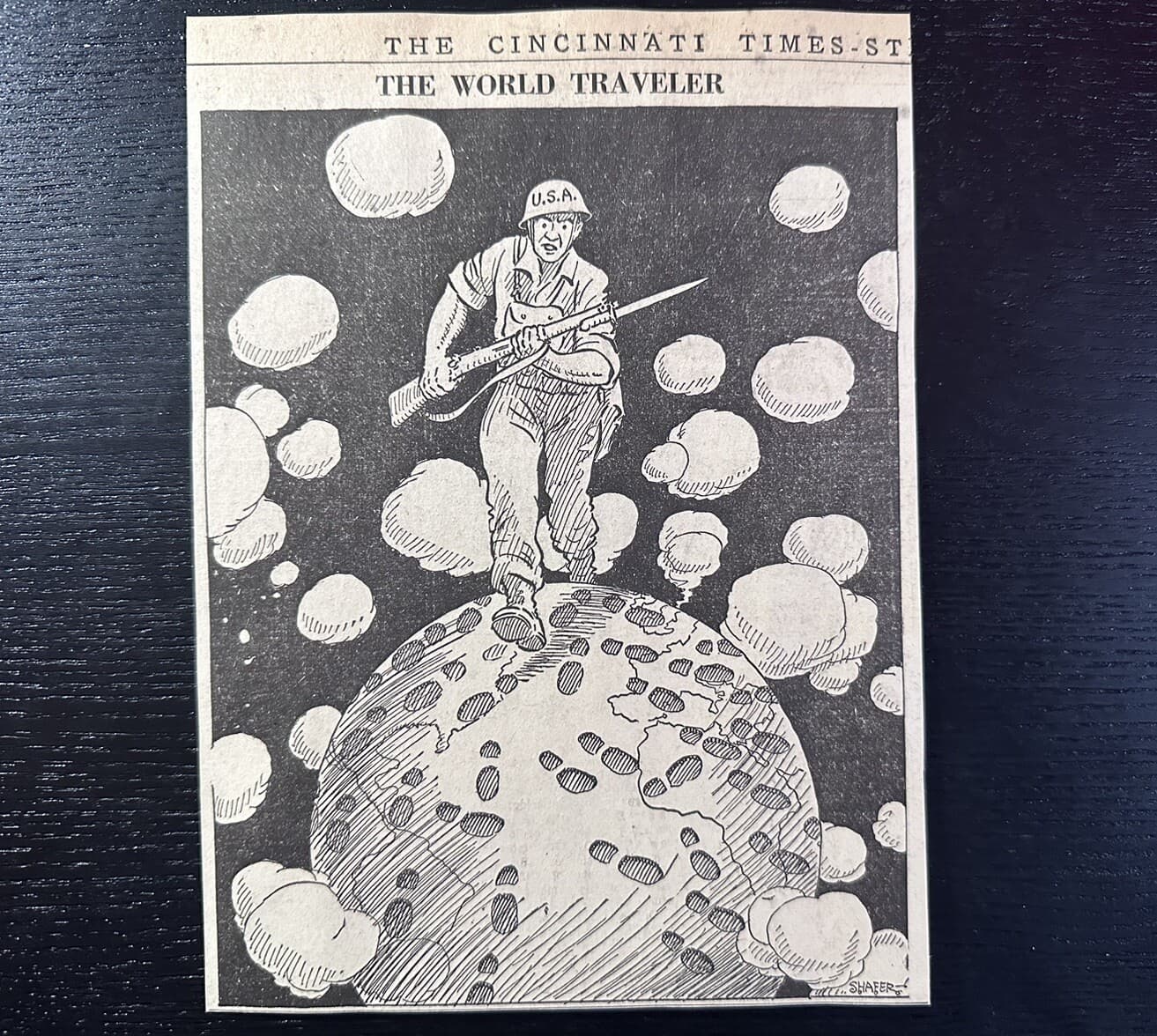 1942 Shafer WWII World War 2 II Cincinnati Ohio Times Star US Soldier Cartoon 2