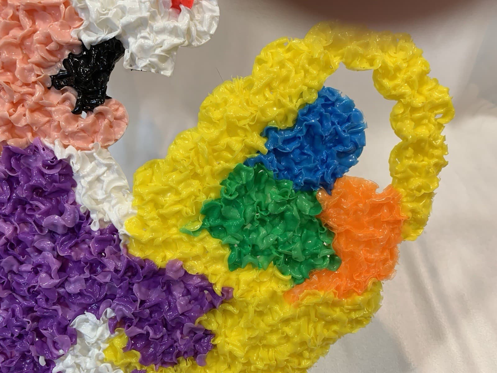 VTG Melted Plastic Popcorn 1970s PURPLE EASTER Bunny Basket Eggs Decoration 21" 6