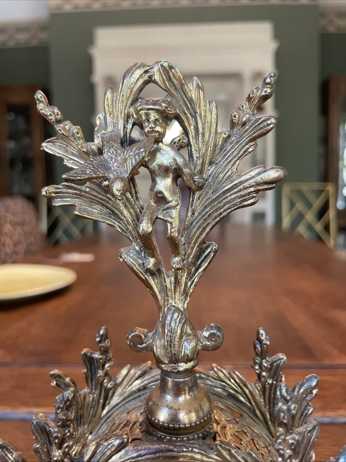 Vintage~Ormulo Matson~GOLD CHERUB Perfume Bottle AMBER GLASS VANITY Hollywood 3