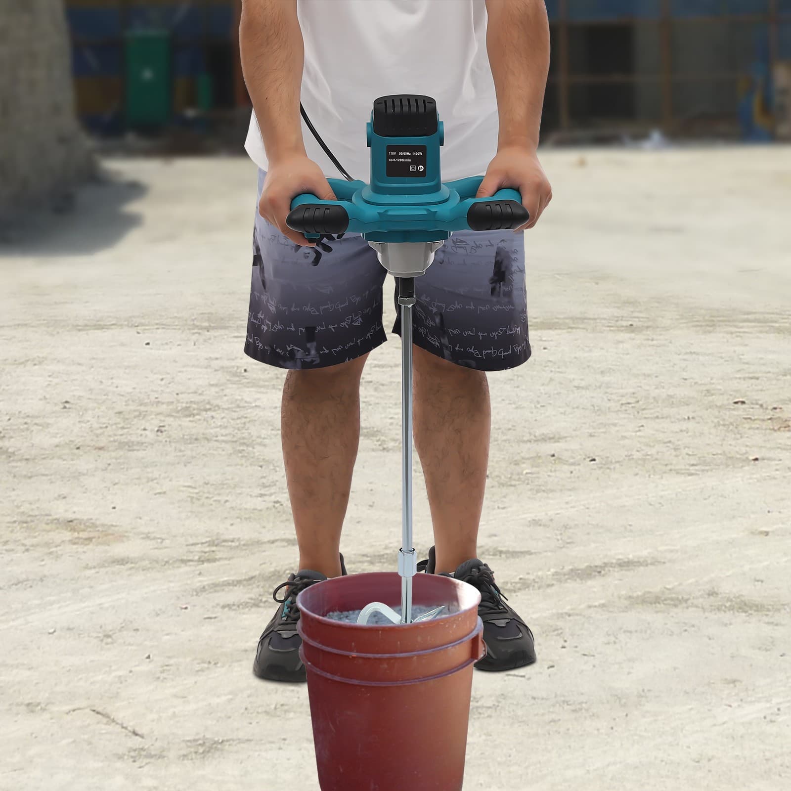 Cement?Mixer,?Electric?Concrete?Mixer,?Handheld?Concrete?Mixer 1400W 900r/min 2