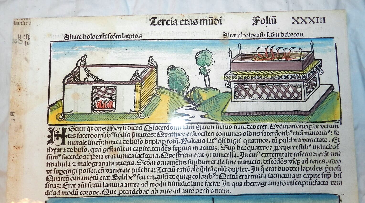 1493 Incunable leaf LIBER CHRONICARUM Tabernacle, Priestly Vestments Judaica 4