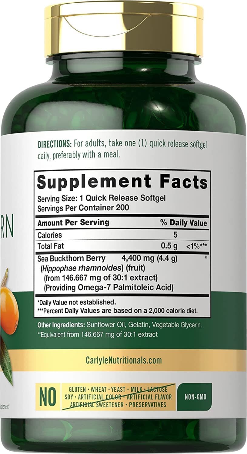 Sea Buckthorn Oil Capsules 4400mg | 200 Softgels | by Carlyle 2