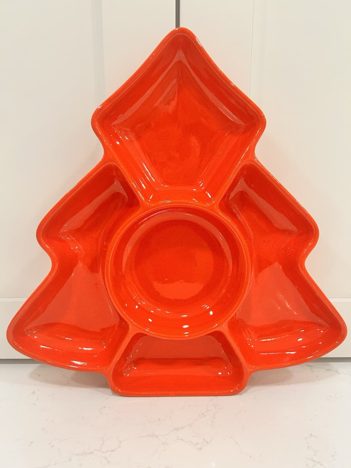 VTG Waechtersbach Red Christmas Tree Divided Serving Dish Relish Tray 12 “ EVC