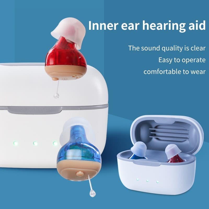 Pair Rechargeable Digital Invisible Hearing Aids Sound Voice Amplifier ITE Mini 2