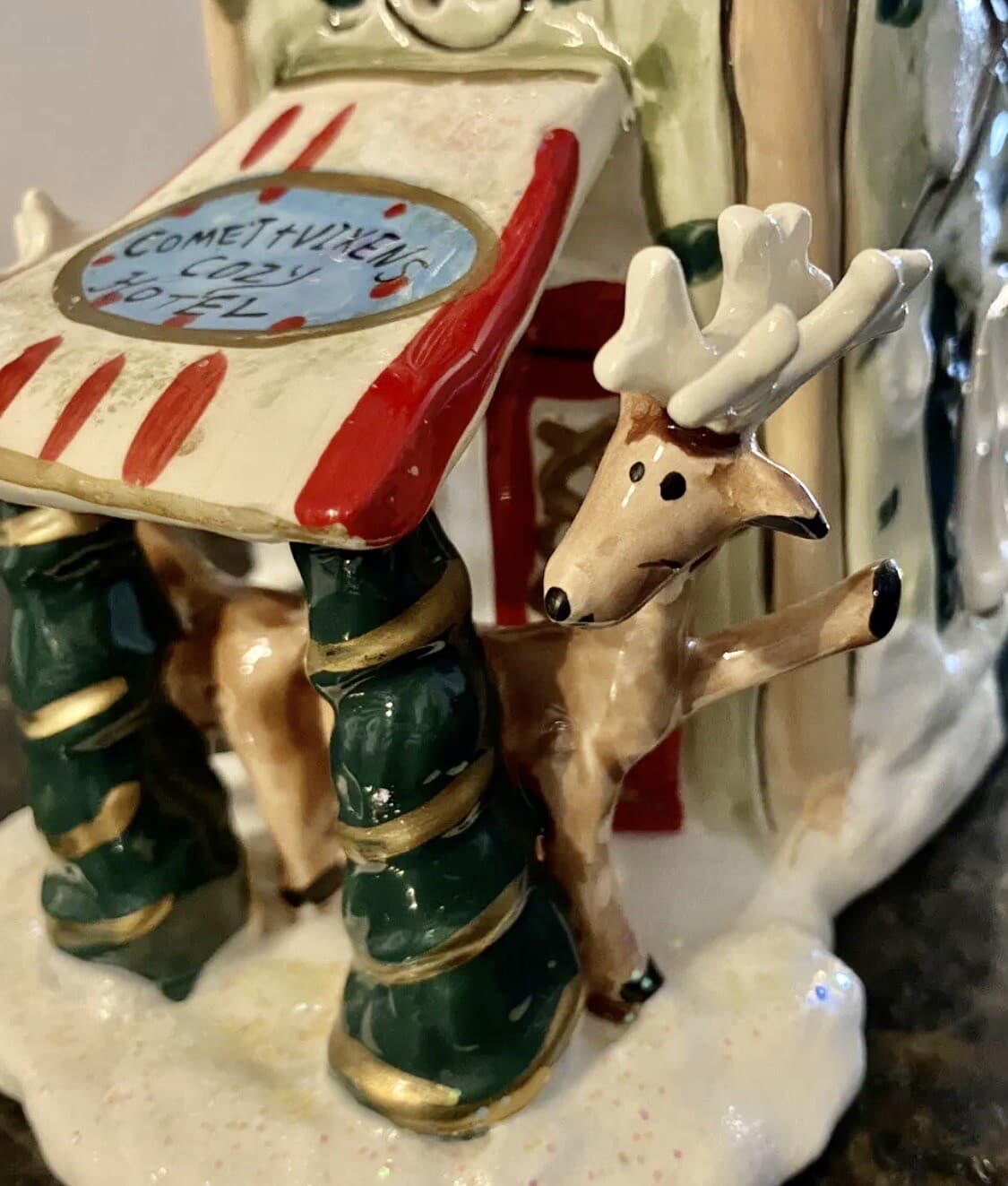 Blue Sky Clayworks Comet Vixen Cozy Hotel Tea Light Candle House Christmas NWT 3