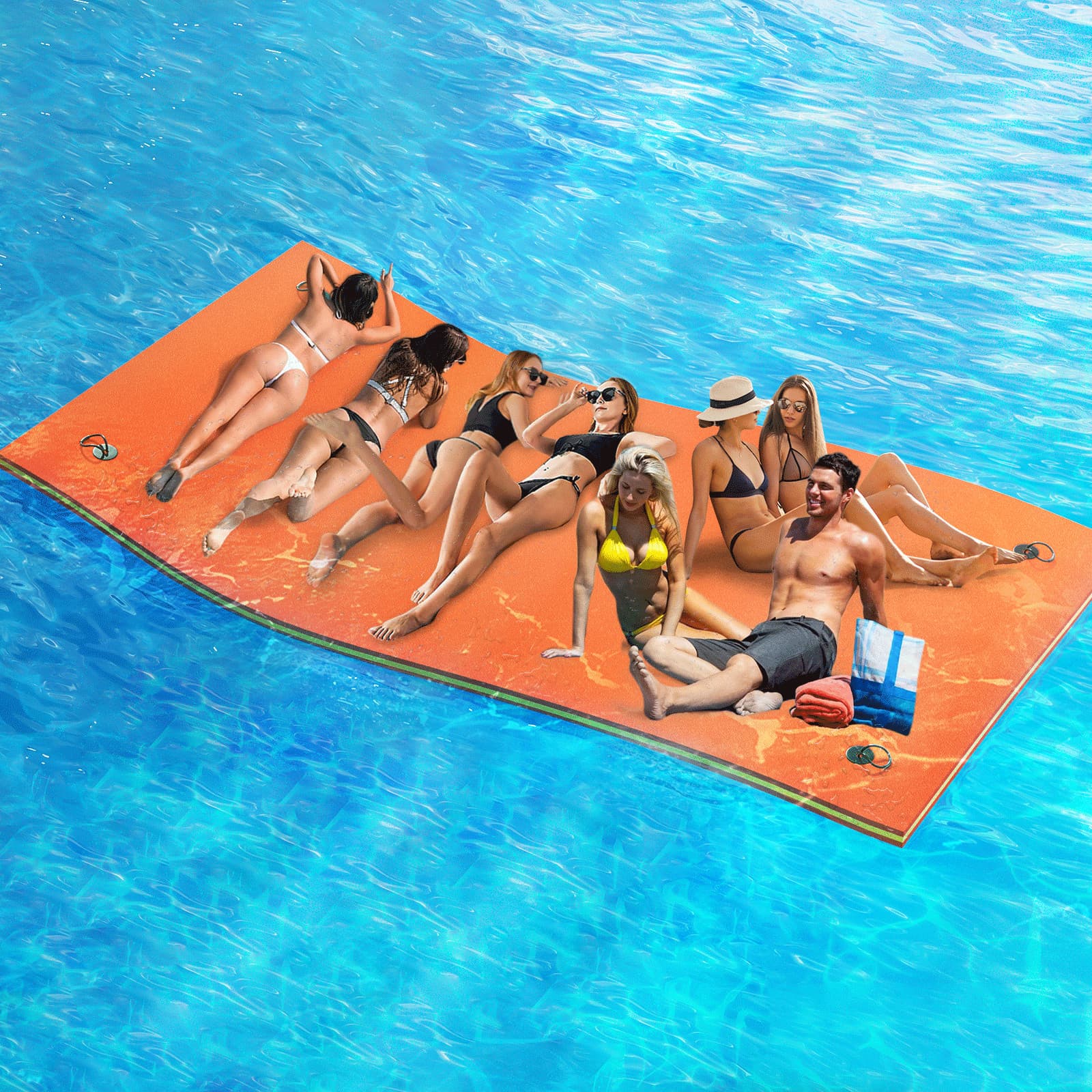 12x6 ft Floating Water Pad River Gaint Float Mat 3-Layer XPE Foam Lounge Bed 4
