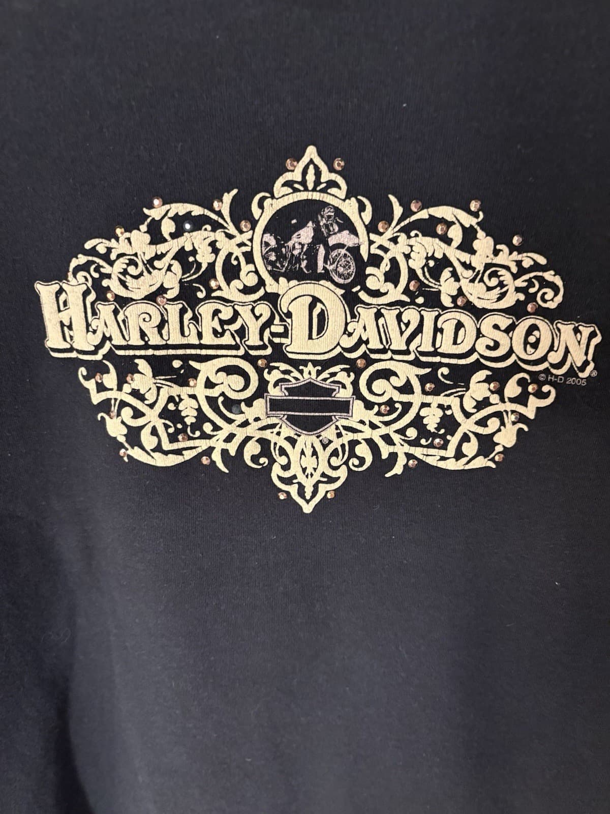Harley Davidson Black Ladies Shirt With Rhinestones Brighton Mi 2