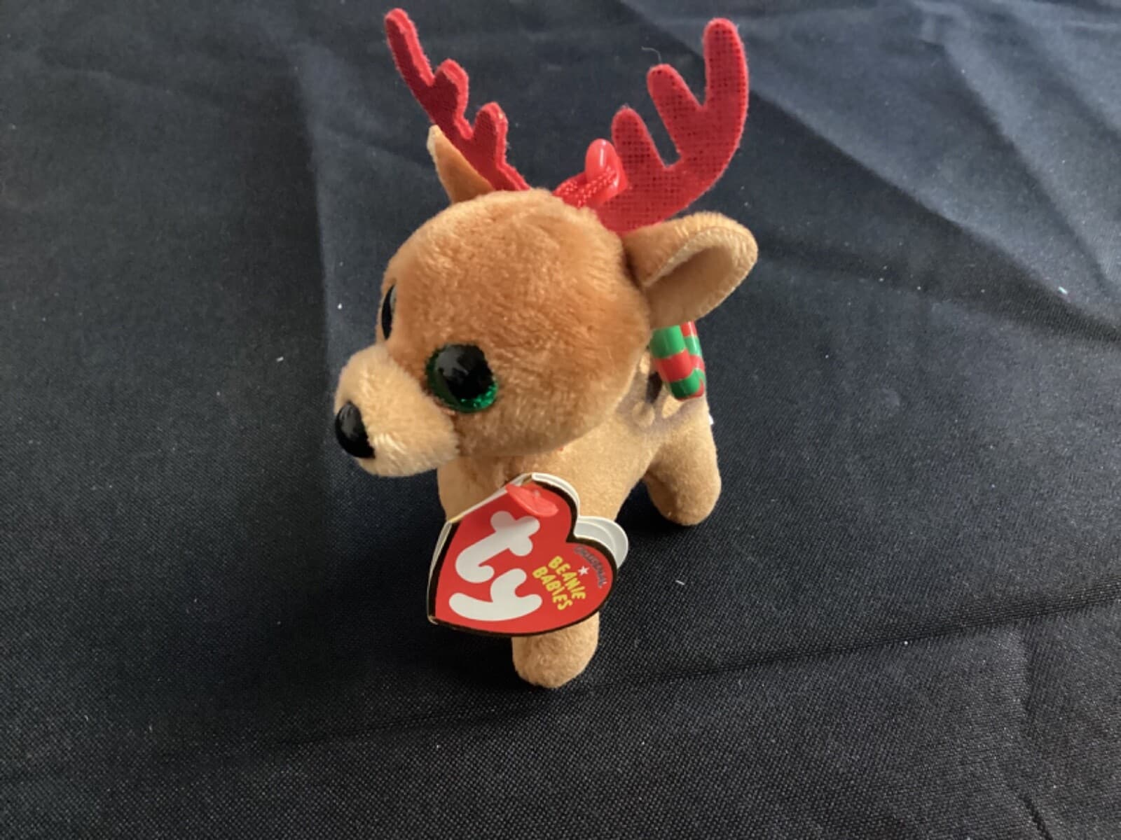 TY Holiday Baby - TINSEL the Reindeer (2017) (key clip - 3.5 inch) - MWMTs