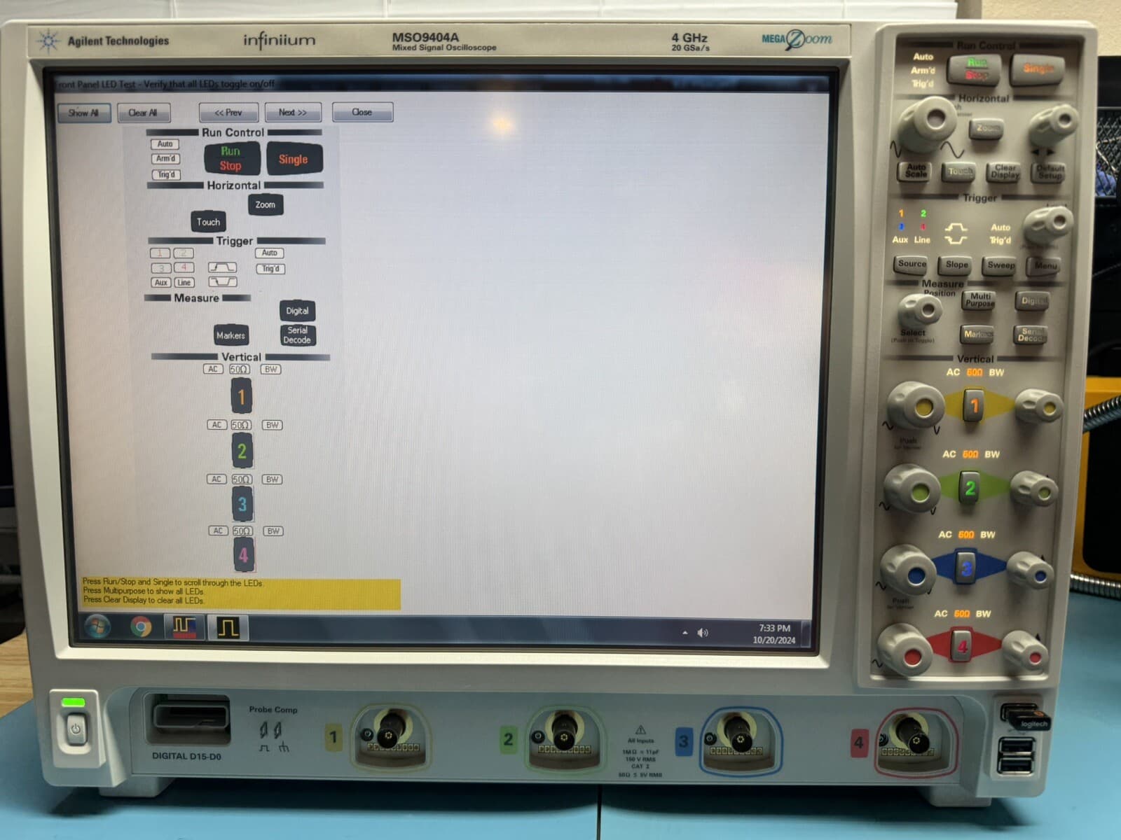 Agilent Mixed Signal Oscilloscope MSO9404A (4GHz, 20GSa/s, 4CH, 100Mpts) + Acc's