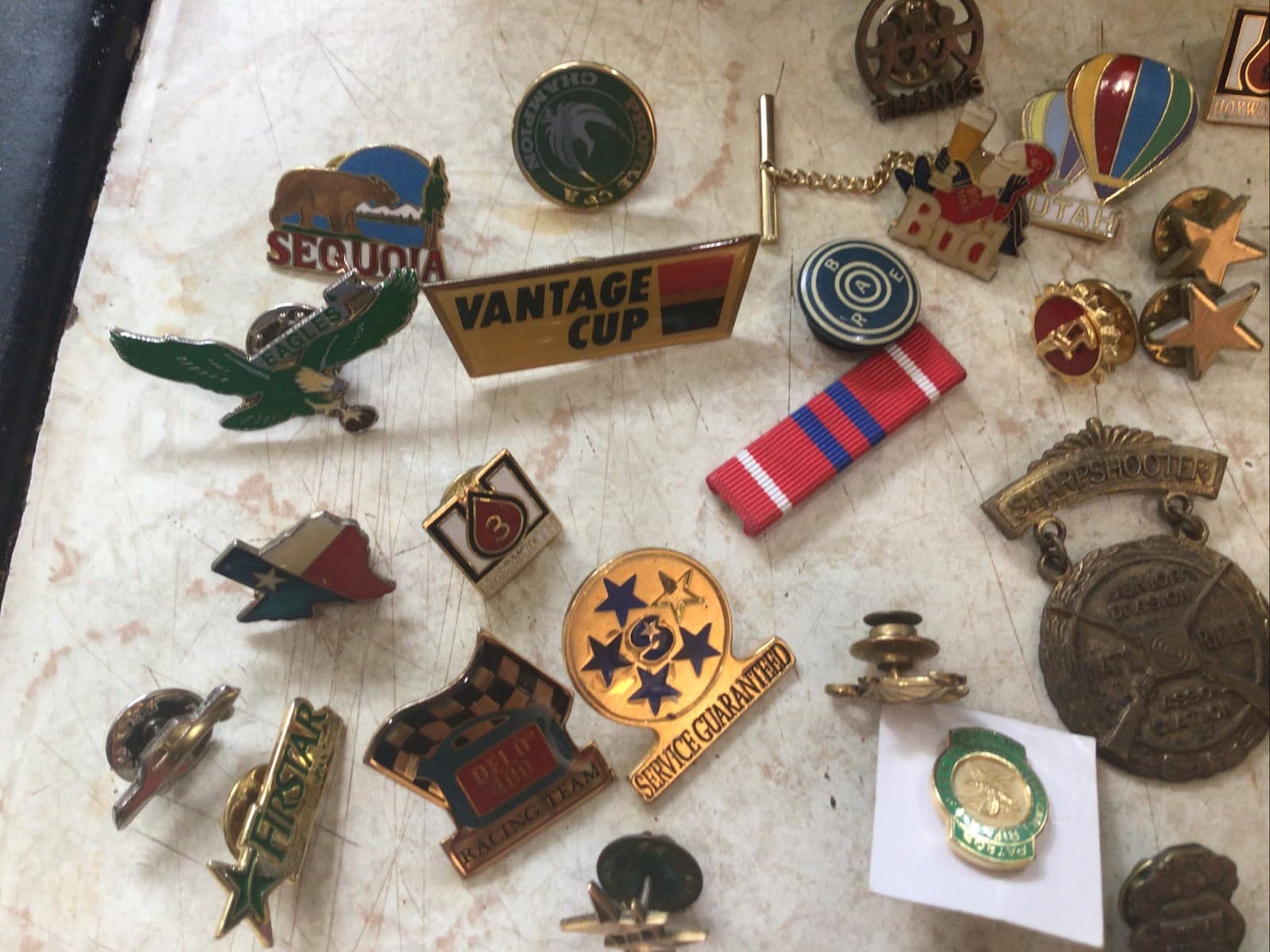 Mixed Lot Of 100 Pins, Metals Or tie Tacks- Different Genre- Military, States….. 6