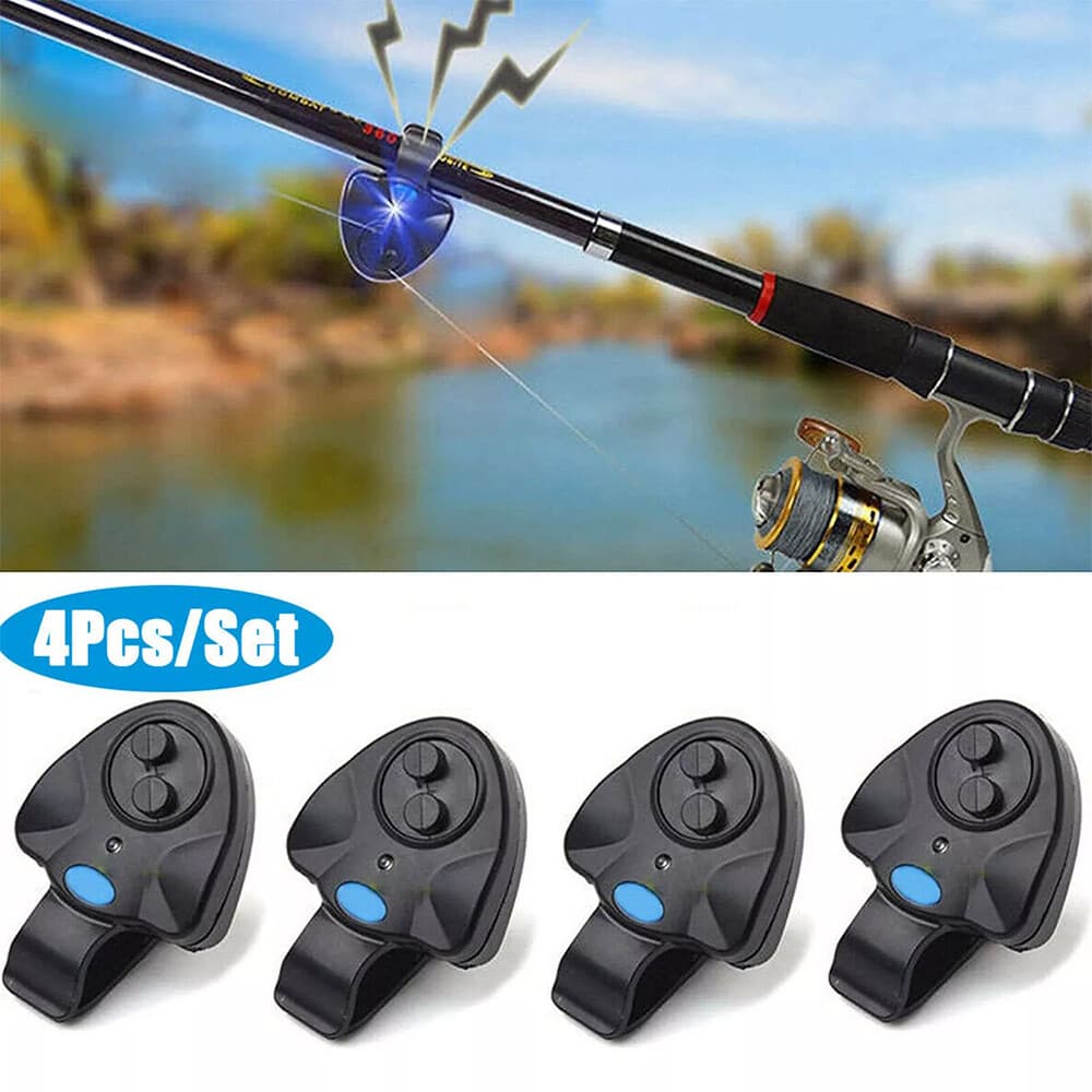 4PCS Fishing Bite Alarm,Electronic LED Clip On Fish Rod Fishing Bite Sound Alarm