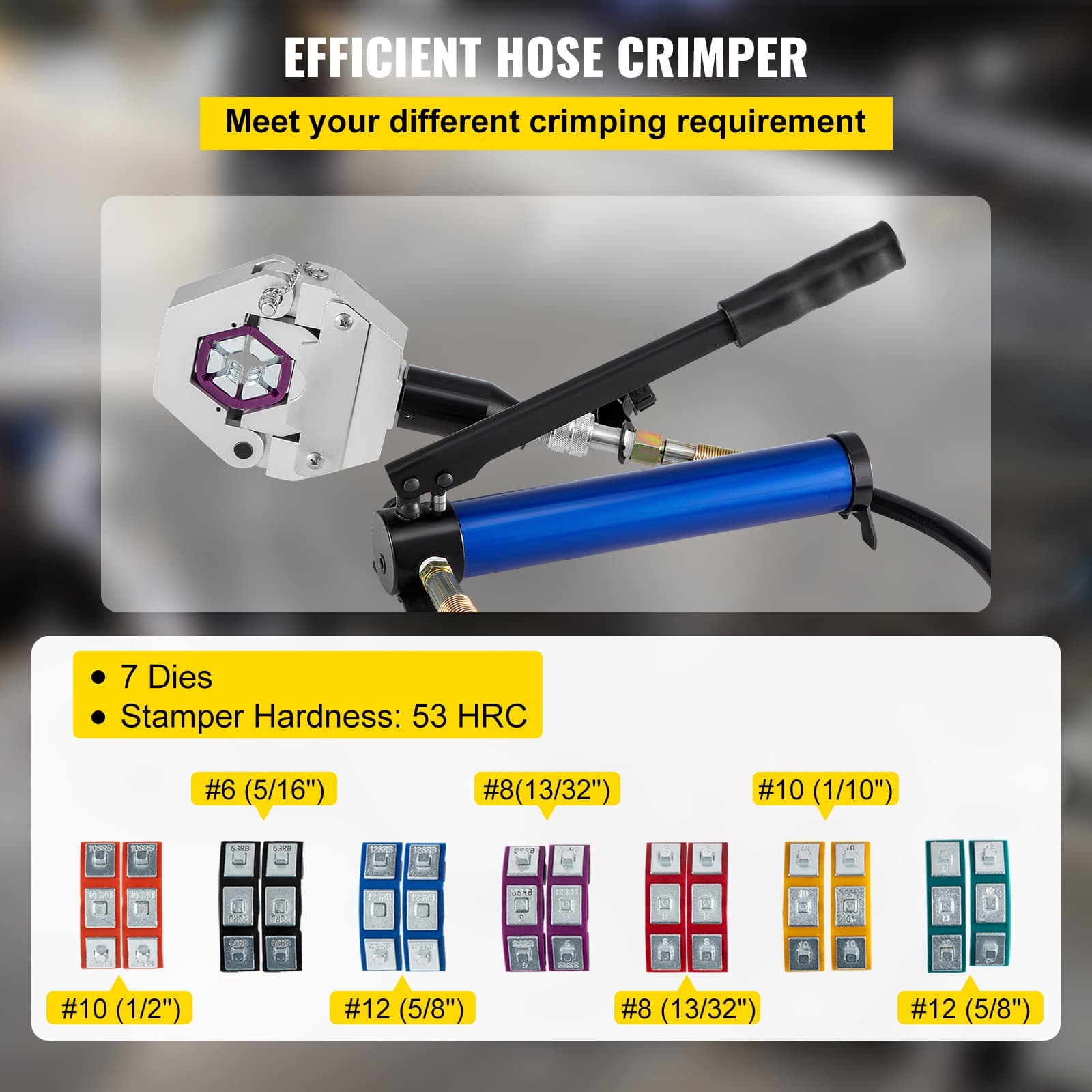 Uimoso 7842B Hydraulic A/C Hose Crimper PVC Rubber Hose Crimping Kit Hand Pump 3