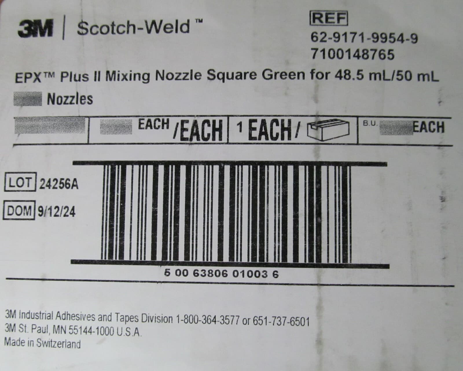 5-PACK 3M SCOTCH-WELD EPX II EPOXY MIXING NOZZLES SQUARE GREEN FOR 48.5ML/50ML 2