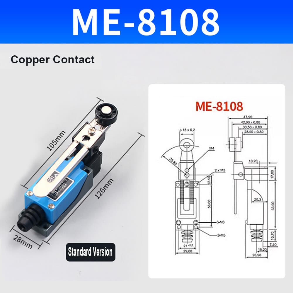 2PCS ME-8108 Momentary Roller Lever Arm Limit Switch for CNC Mill Laser Plasma 5