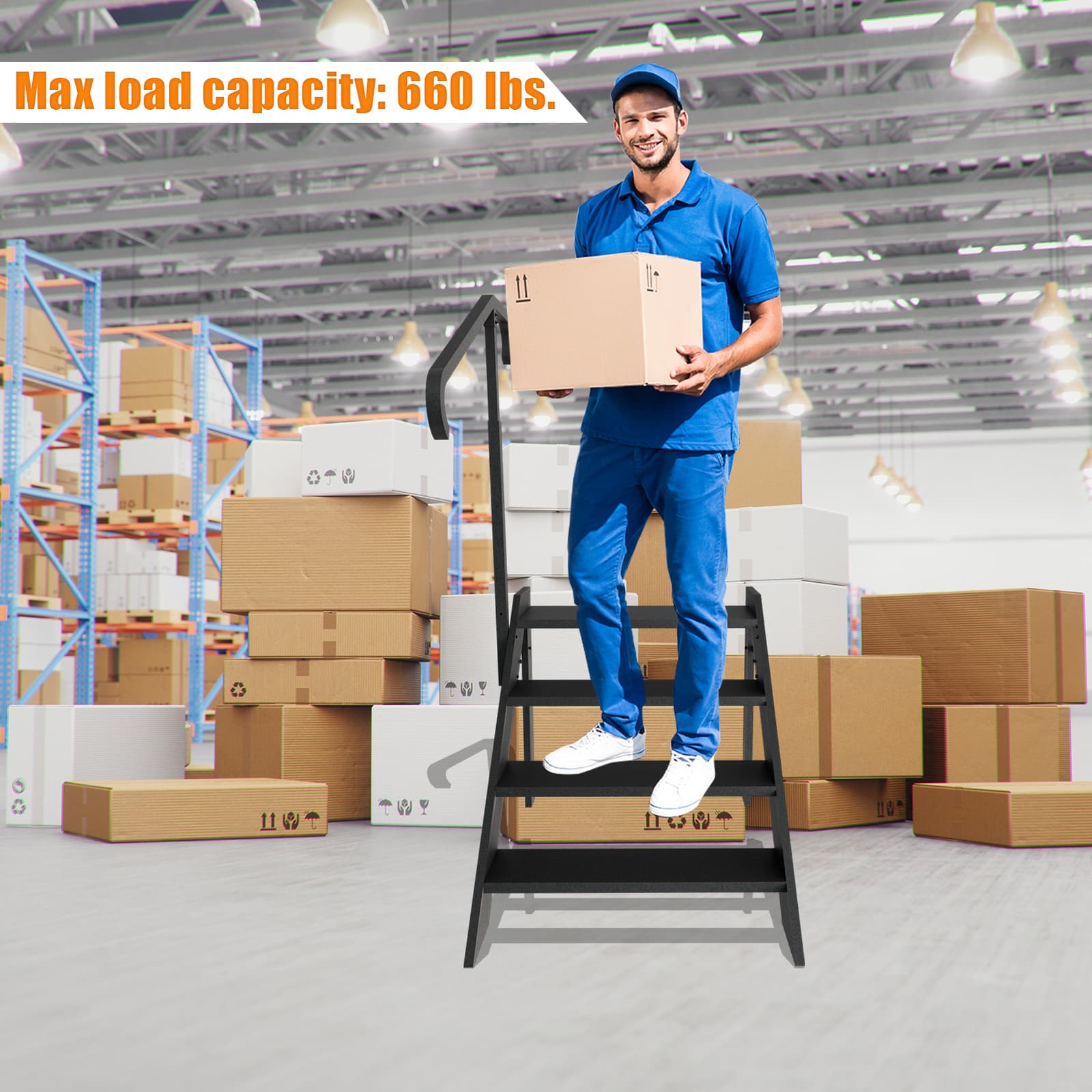 Step Stool Foldable Step Ladder 4 Step Folding RV Steps with Non Slip Feets 5