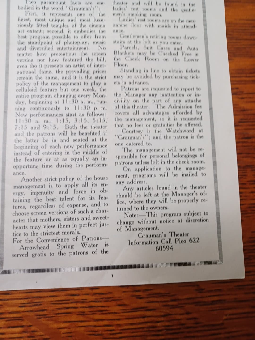 1918 Graumans Chinese Theatre Weekly Program Los Angeles Ca Original  RRP 167 3