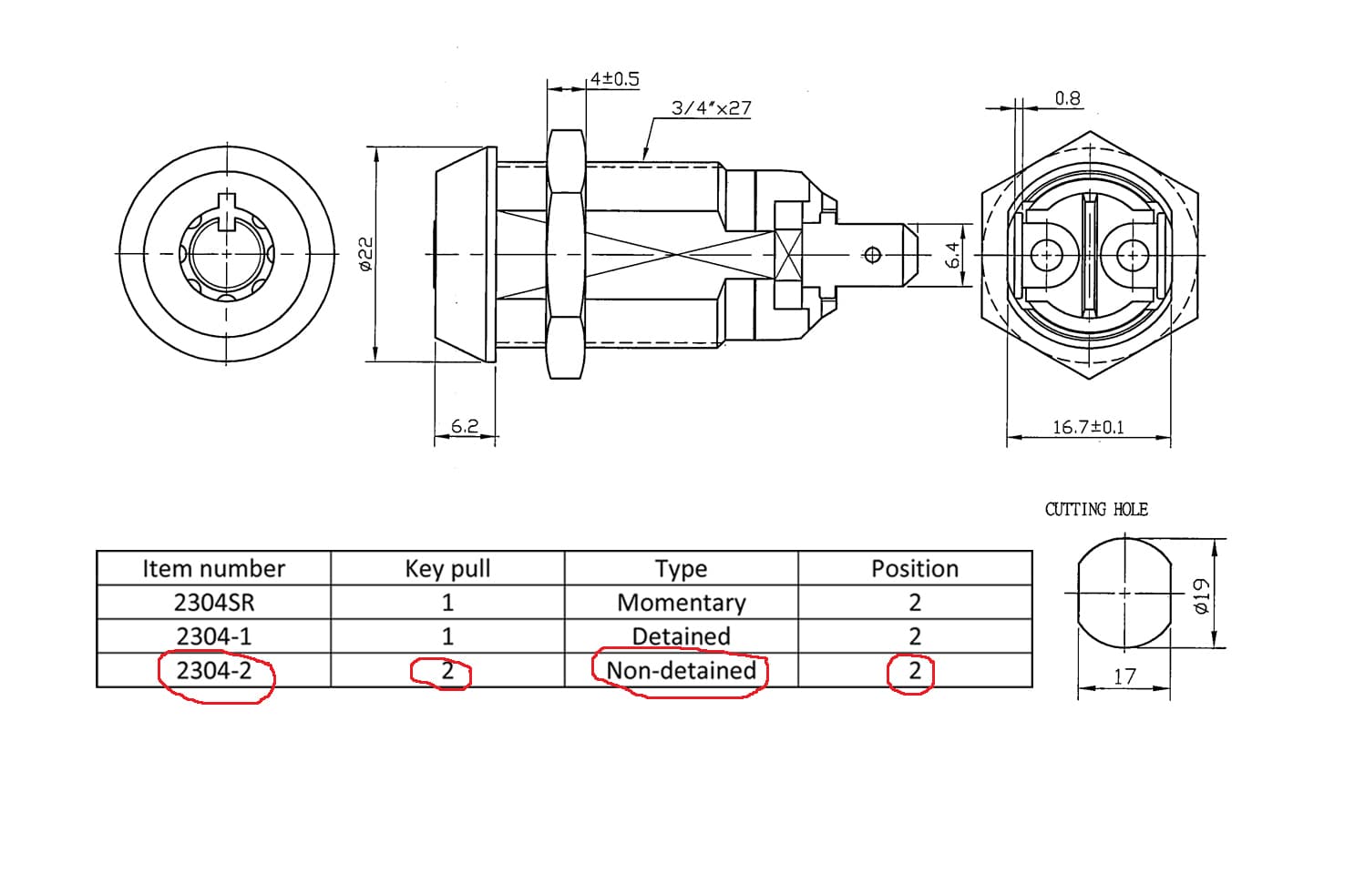 Electronic Key Switch Lock Off/On Lock Switch High security tubular 2304-2 KA  2