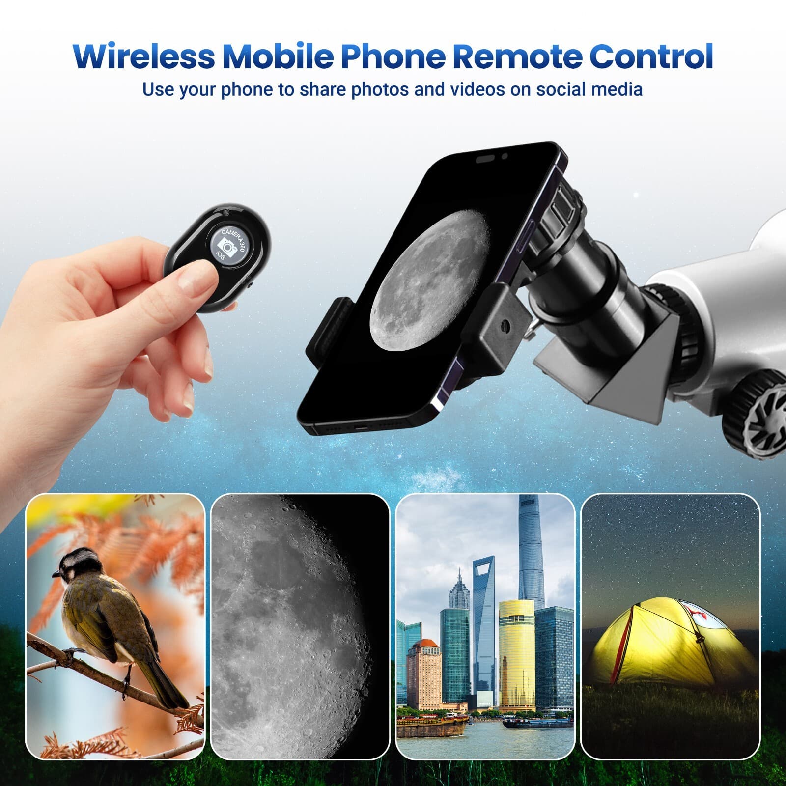 700mm Astronomical Telescope 210X with Phone Adapter for Beginner Moon Watching 5