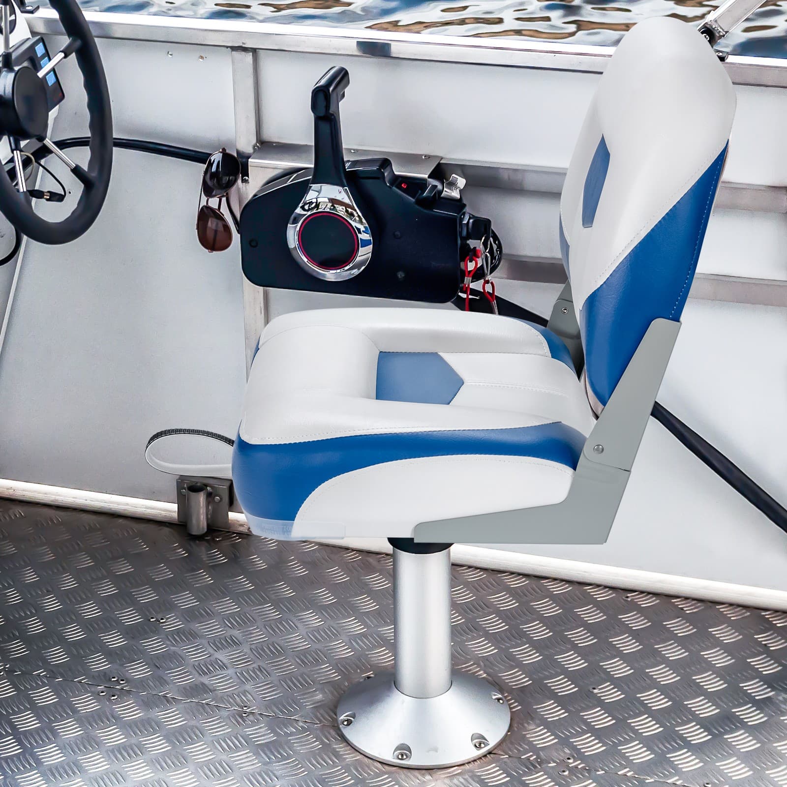 Set of 2 Low Back Boat Seat Folding Fishing Boat Seat Stainless Steel Screws 4