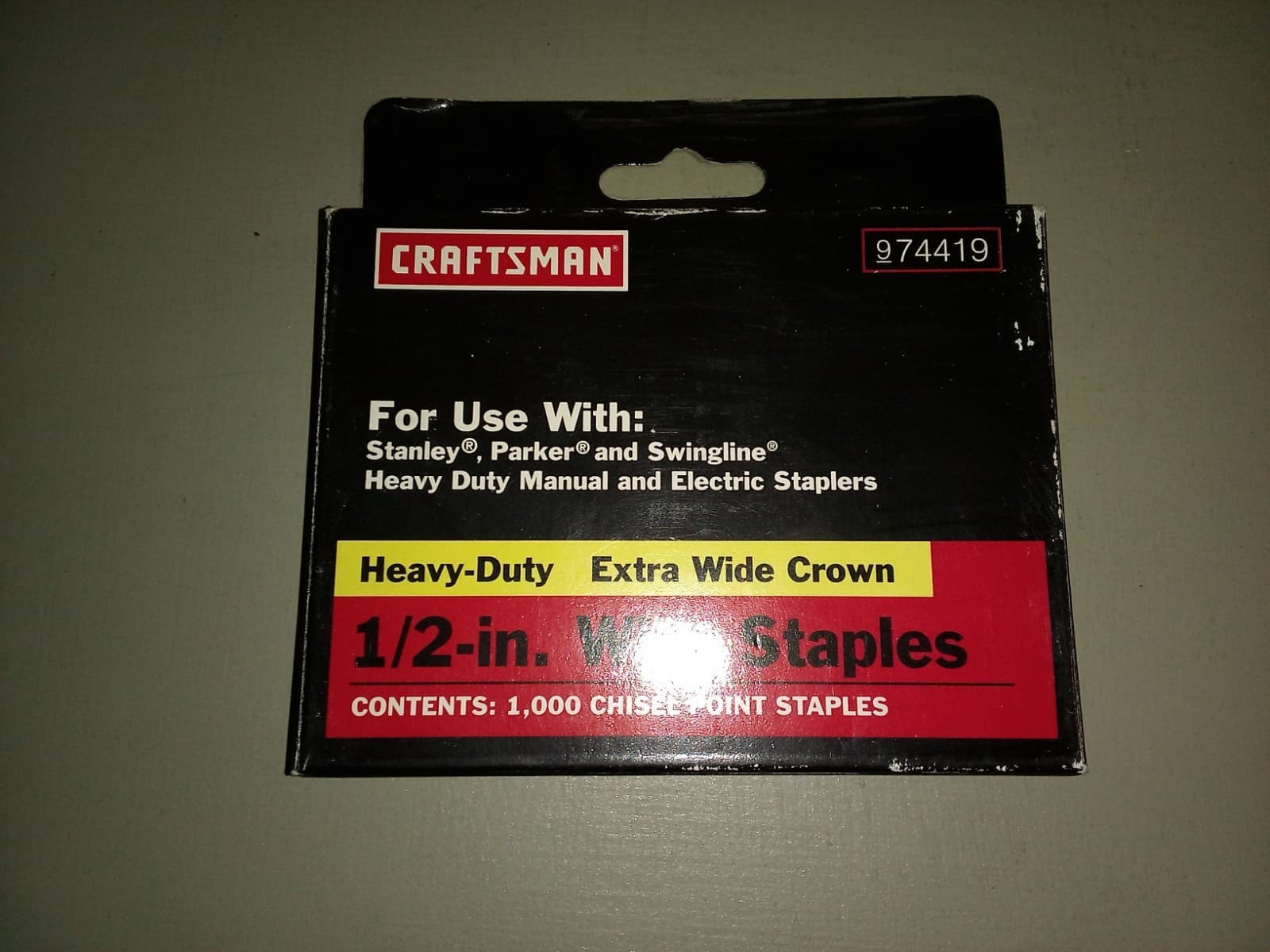 Craftsman 9-74419 1/2" Extra-Wide Crown Chisel-Point Wire Staples HD 1000ea. 2
