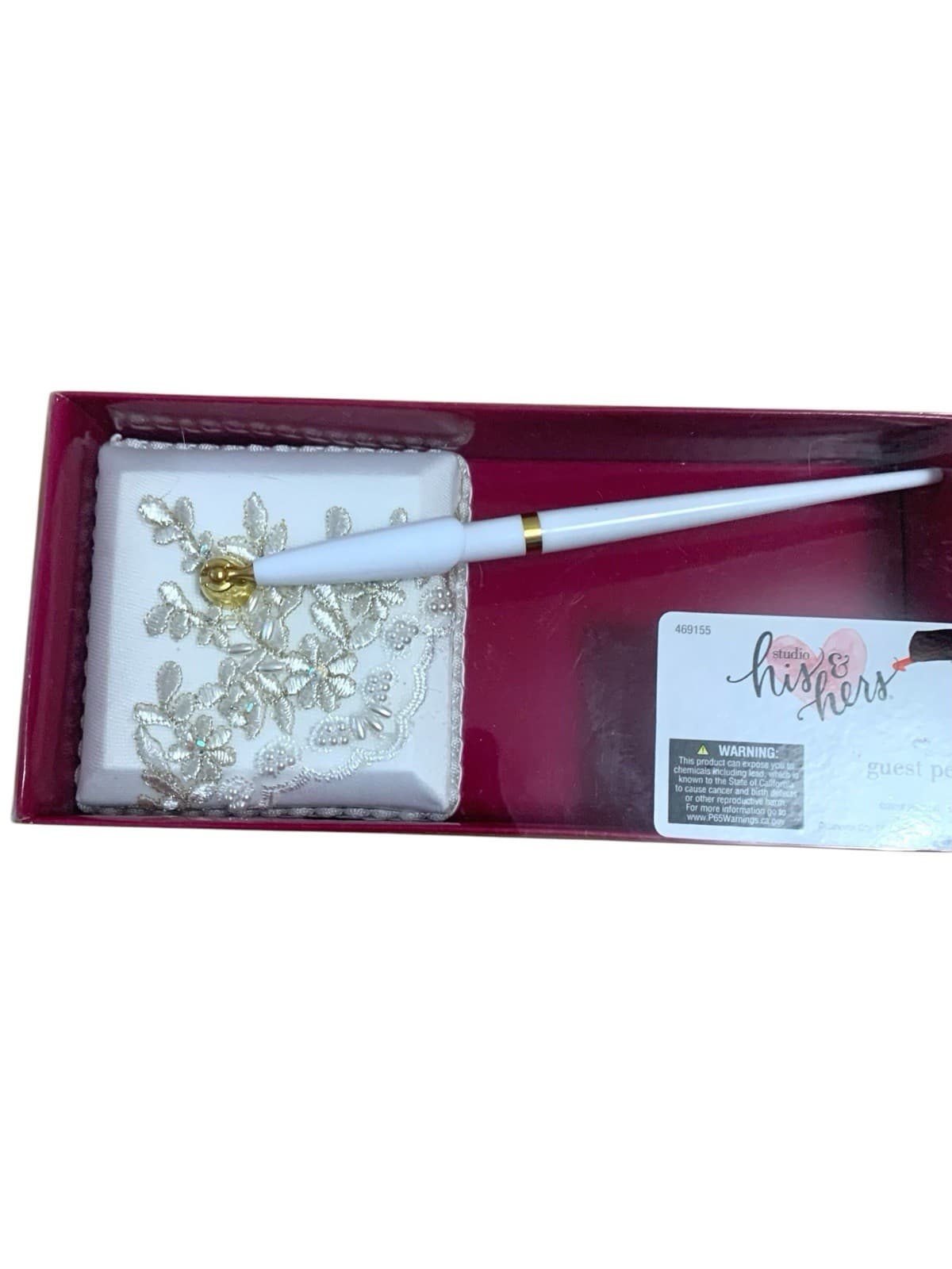 studio his & hers white wedding guest pen