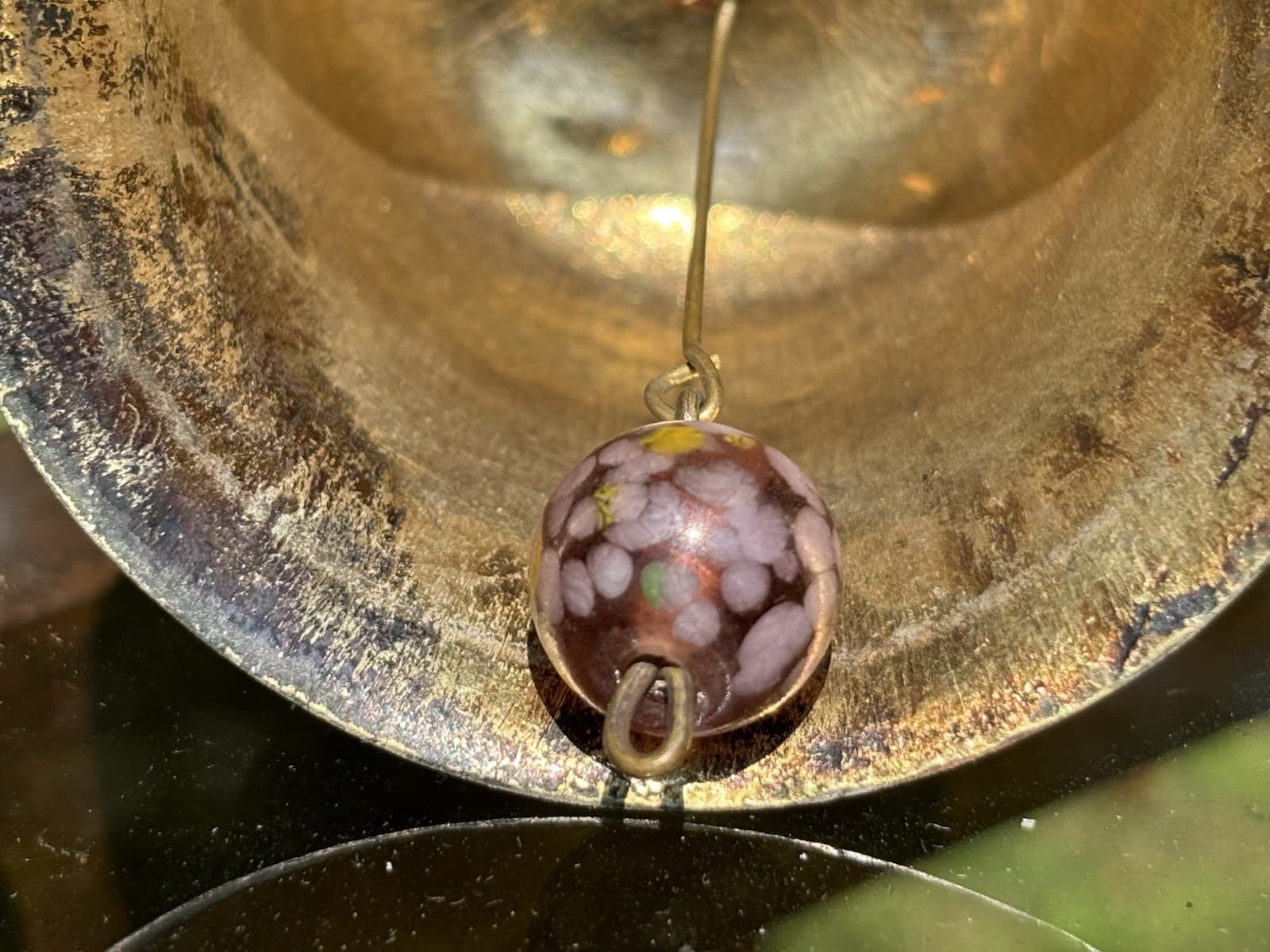 Antique Chinese Enameled Bell With Carved Figure Handle 5