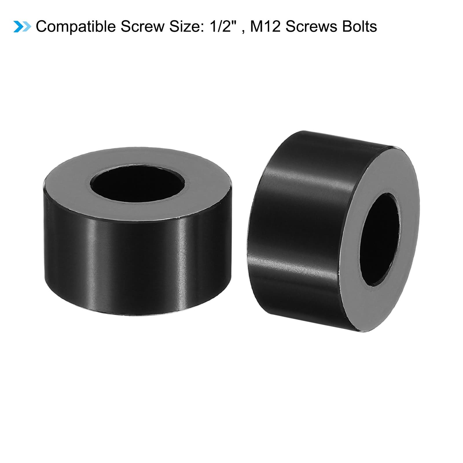 5Pcs M12 Aluminum Spacers Metal Spacer M12 x 1" OD x 3/8" L for 1/2" M12 Screw 4