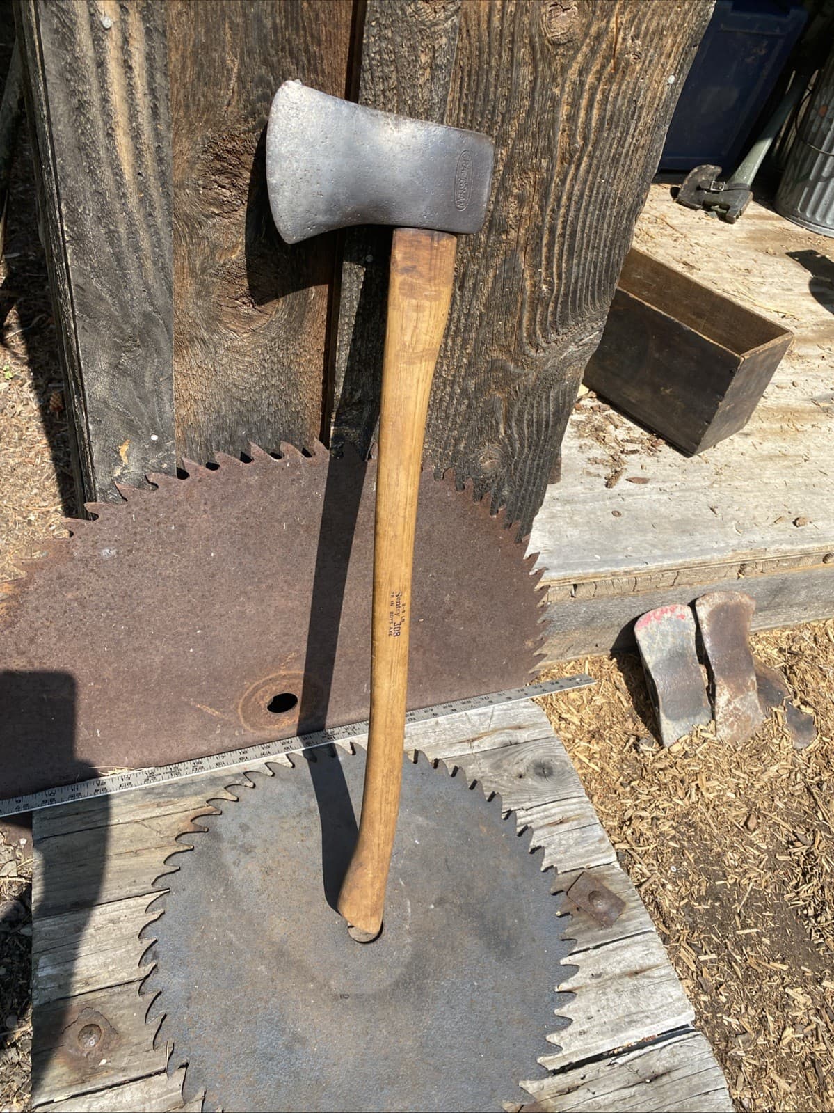 VINTAGE CRAFTSMAN BOYS AXE Oval Logo W /Solid HANDLE - VERY GOOD COND 3 Lb.4oz