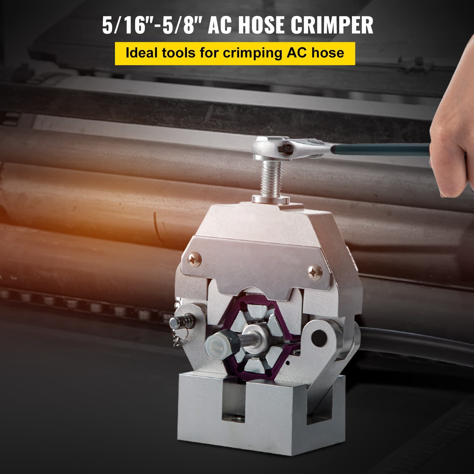 Uimoso 71550 Manually Operated A/C Hose Crimper Tool Kit W/ 4 Dies Hand Portable 2