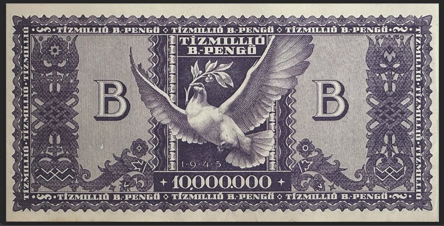 🔥 100% AUTHENTIC HUNGARIAN 10 QUINTILLION, 1946 B-PENGO, P-135 UNC 🔥 2