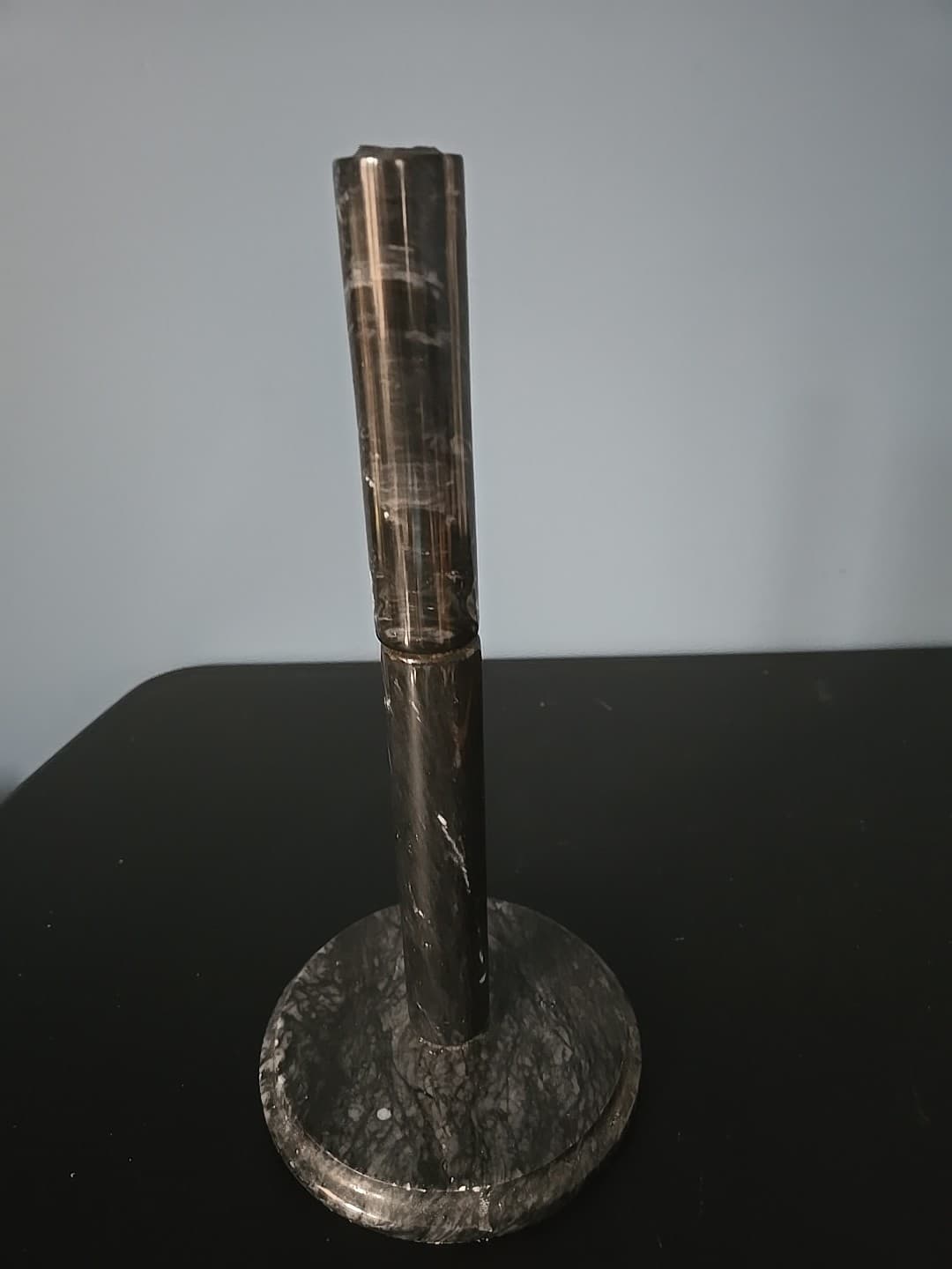 Vintage Black Gray Marble Free Standing Countertop Paper Towel Holder 12 inch