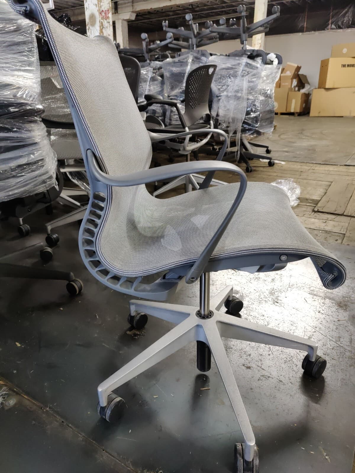 Light grey Herman Miller Setu Grey Office mesh desk chair  4