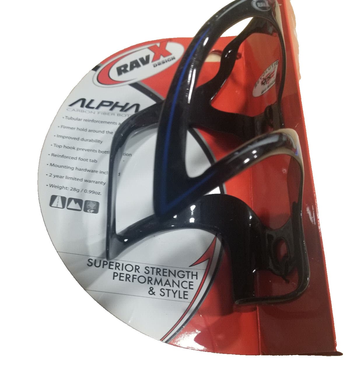 RavX Alpha X Carbon Fiber Water Bottle Cage Blue / Black tubular reinforcement 3