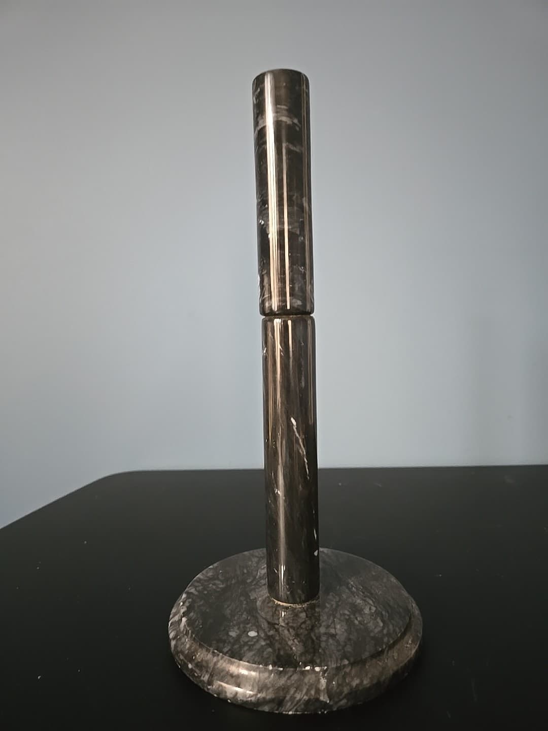 Vintage Black Gray Marble Free Standing Countertop Paper Towel Holder 12 inch 3