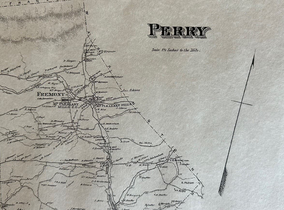 Mount Pleasant Mills Meiserville, Perry, Pa 1868 Maps with Homeowners Names